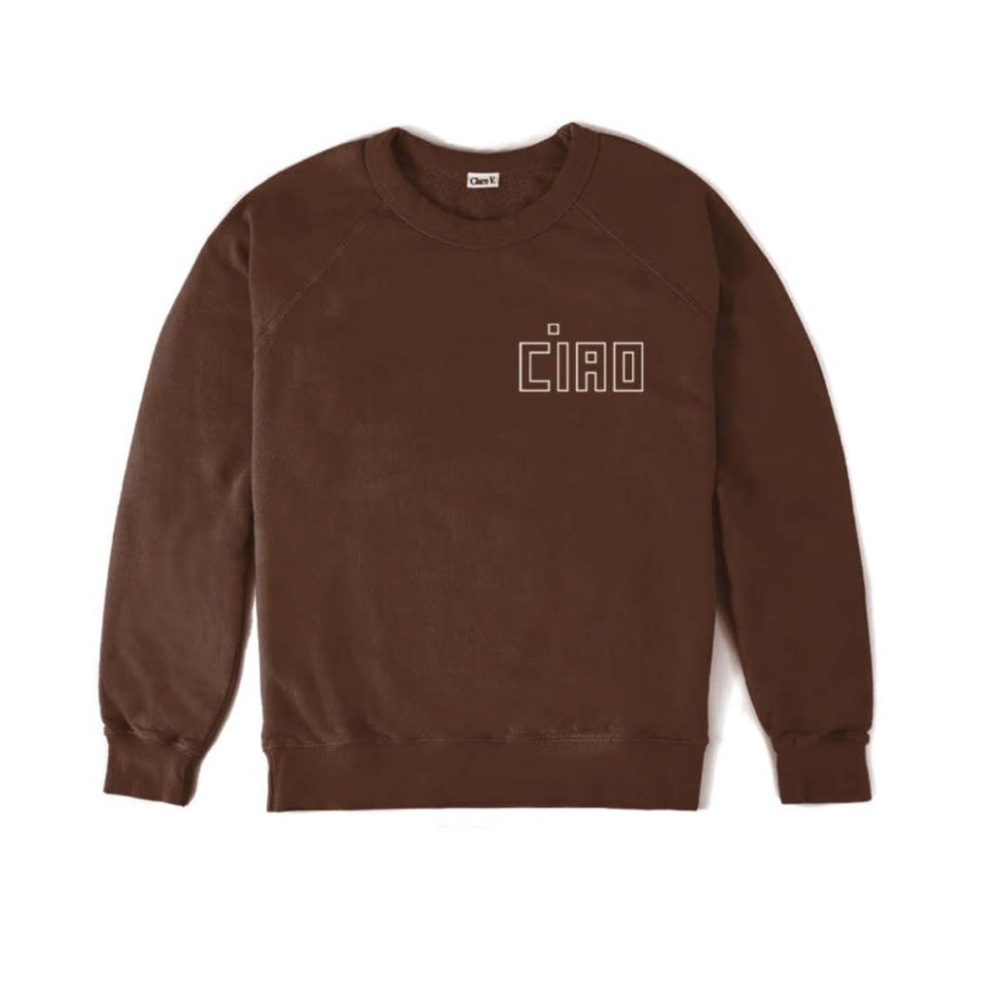CLARE V. “Ciao” sweatshirt in cocoa in Small NWT